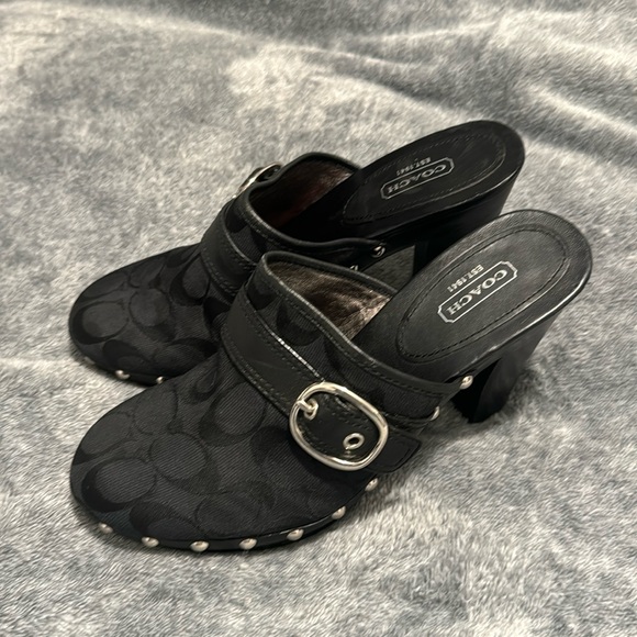 Coach | Shoes | Coach Mules Black Signature Like New Size 9 Willow ...
